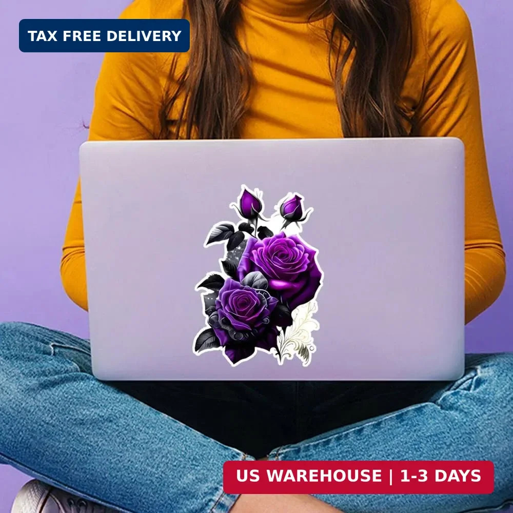 2x Purple Rose Flower Vinyl Decal 4.3×5.9" Car Window Auto Exterior Accessory