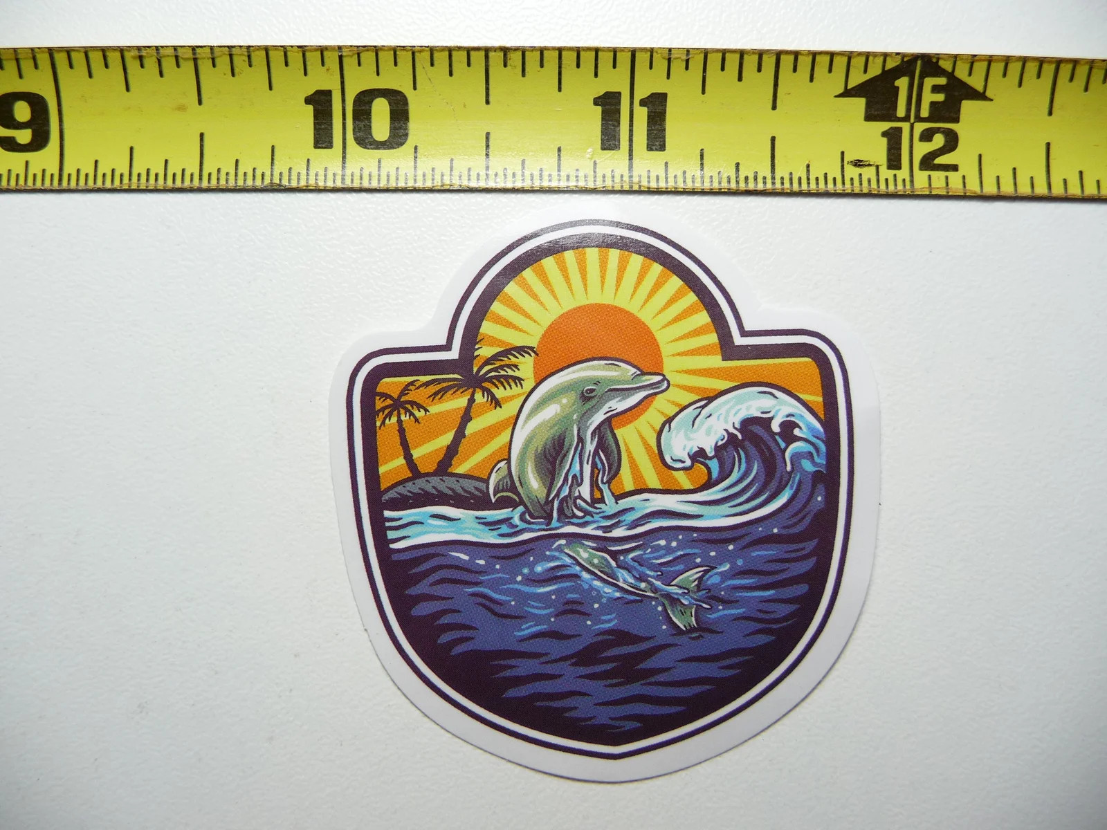 DOLPHIN WAVE SUN PALM SMALL STICKER DECAL TROPIC SCENE VACATION TRIP