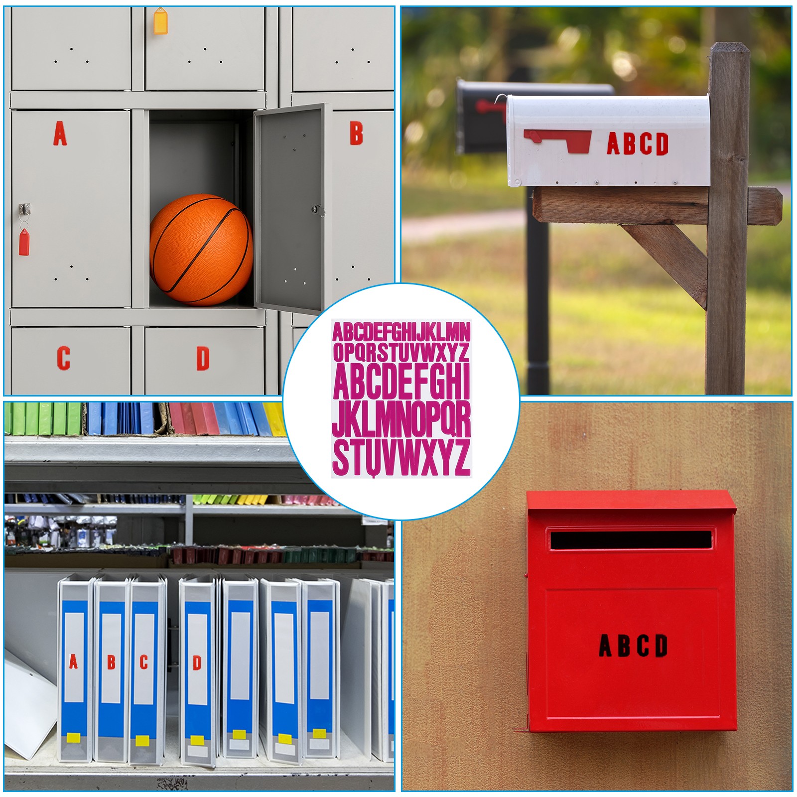 12 Sheets Letter Stickers 1 Inch 2 Inch Self Adhesive Alphabet Sticker Rose Red