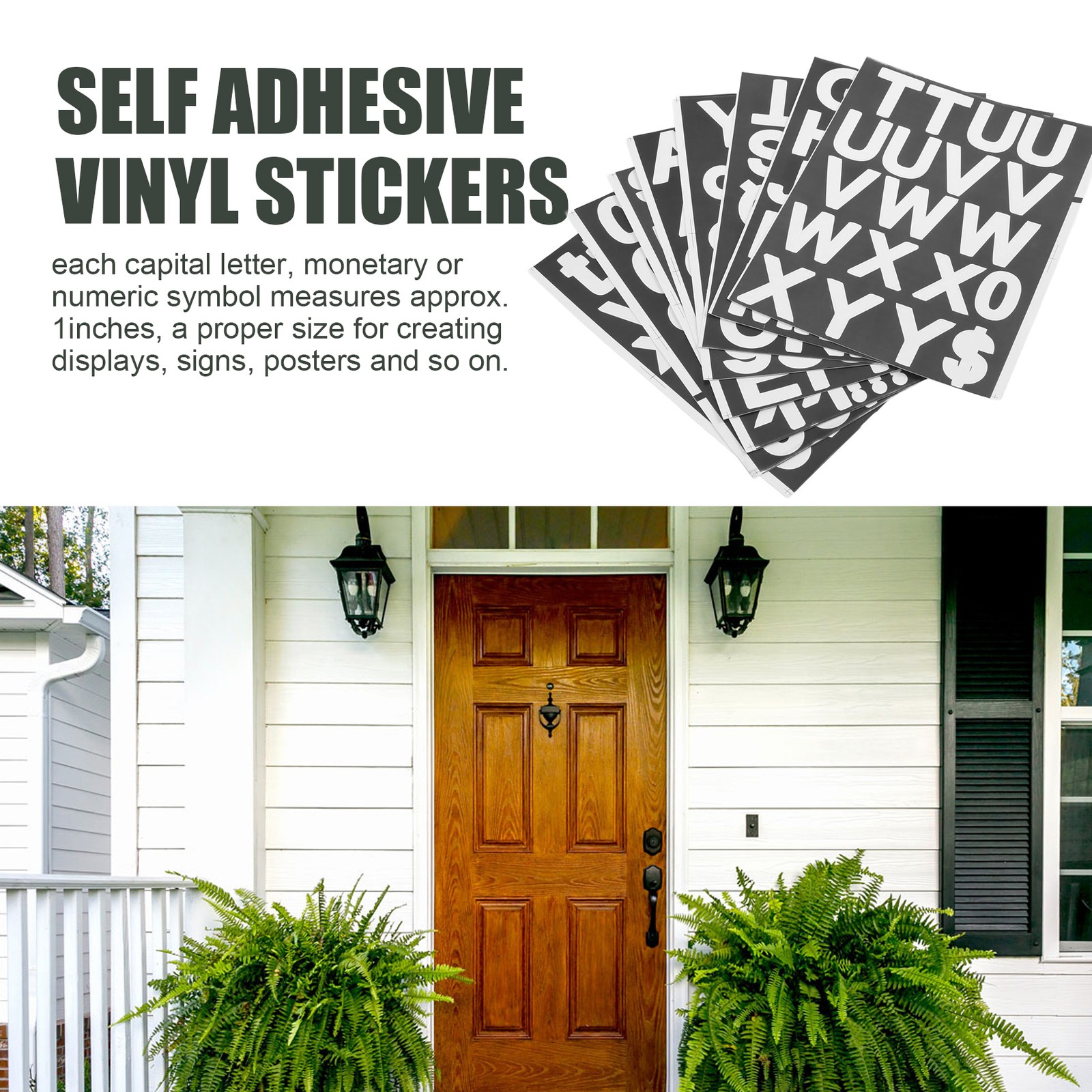 8 Sheets Self-Adhesive Vinyl Letters Numbers Kit, Mailbox Numbers Sticker1092
