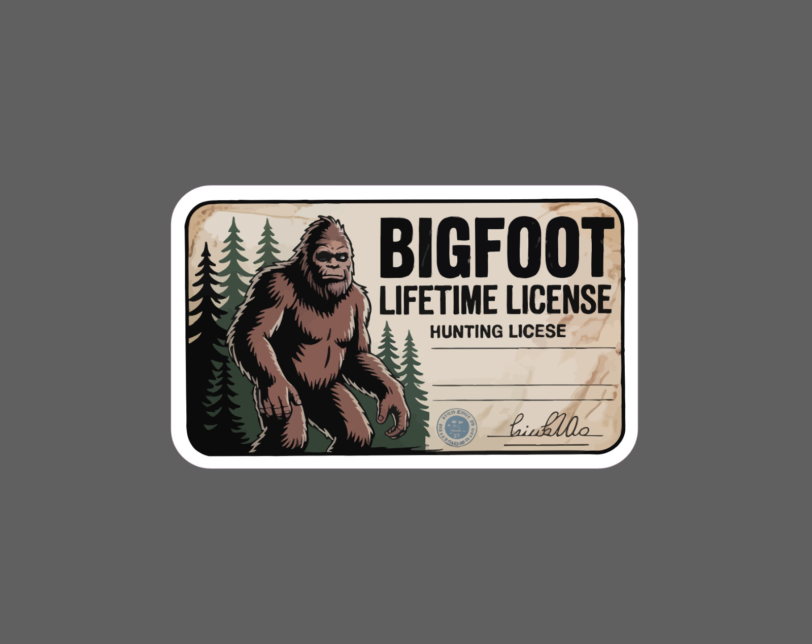 Bigfoot Hunting License Sticker Waterproof Decal Outdoor Funny Gift NEW