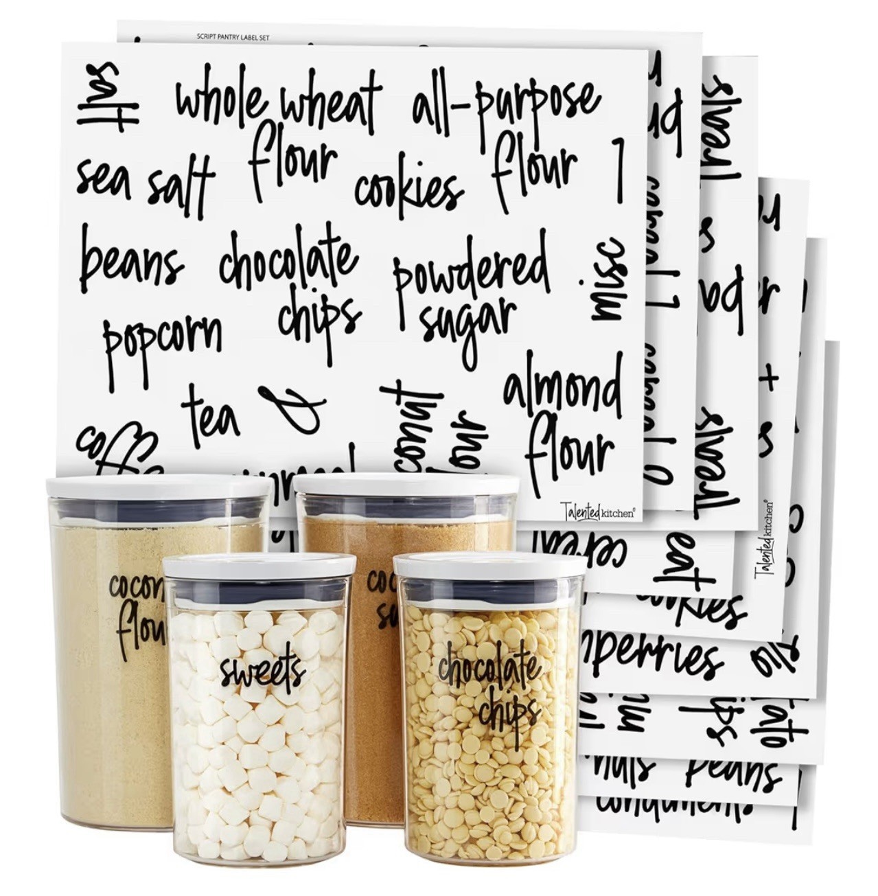 Talented Kitchen Pantry Labels for Food Containers Jar & Bin Labels Organization