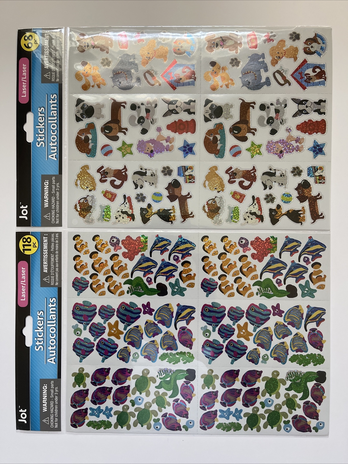 Sticker Autocollant s Assortment ( 5 Sheets) 36 Pc Foil Self Adhesive