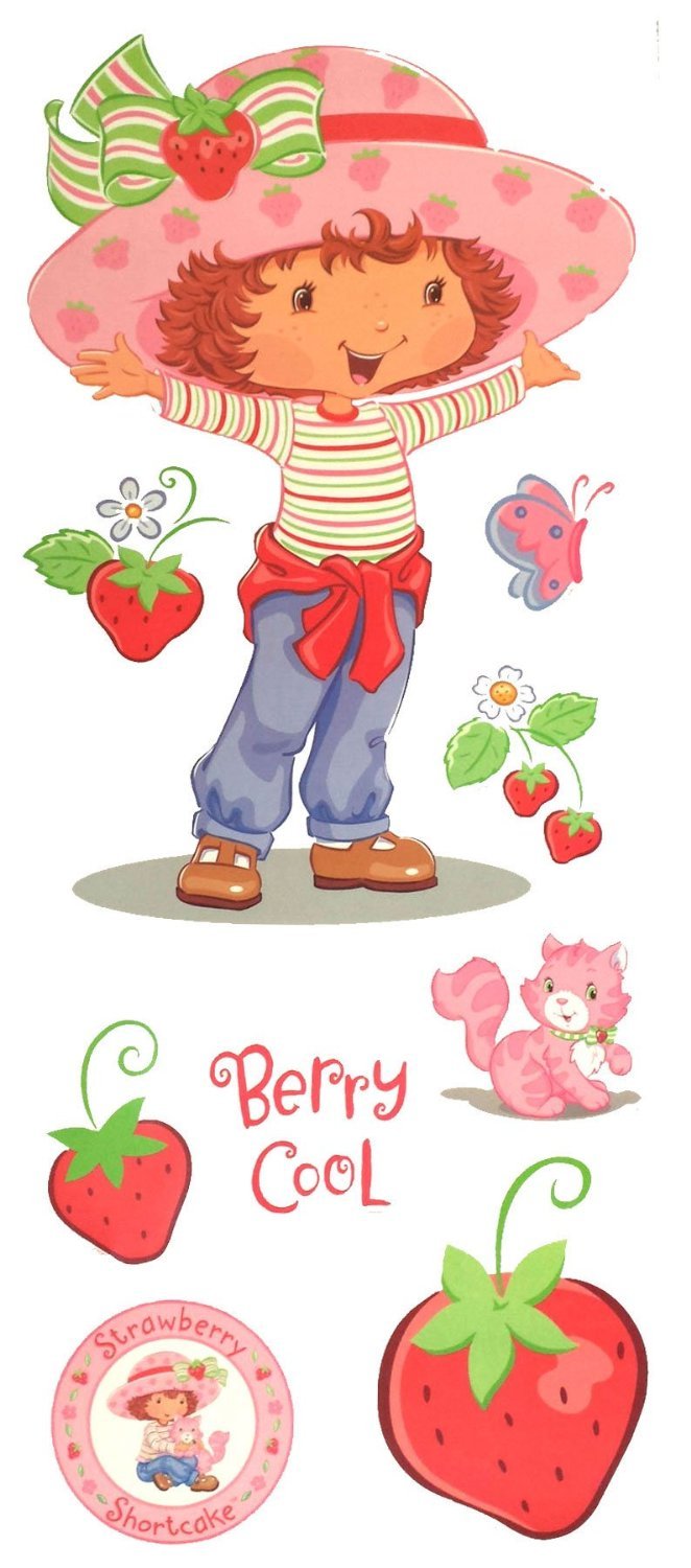 Strawberry Shortcake Kitten Butterfly Berry Cool Girl Wall Large Decal Set Decor