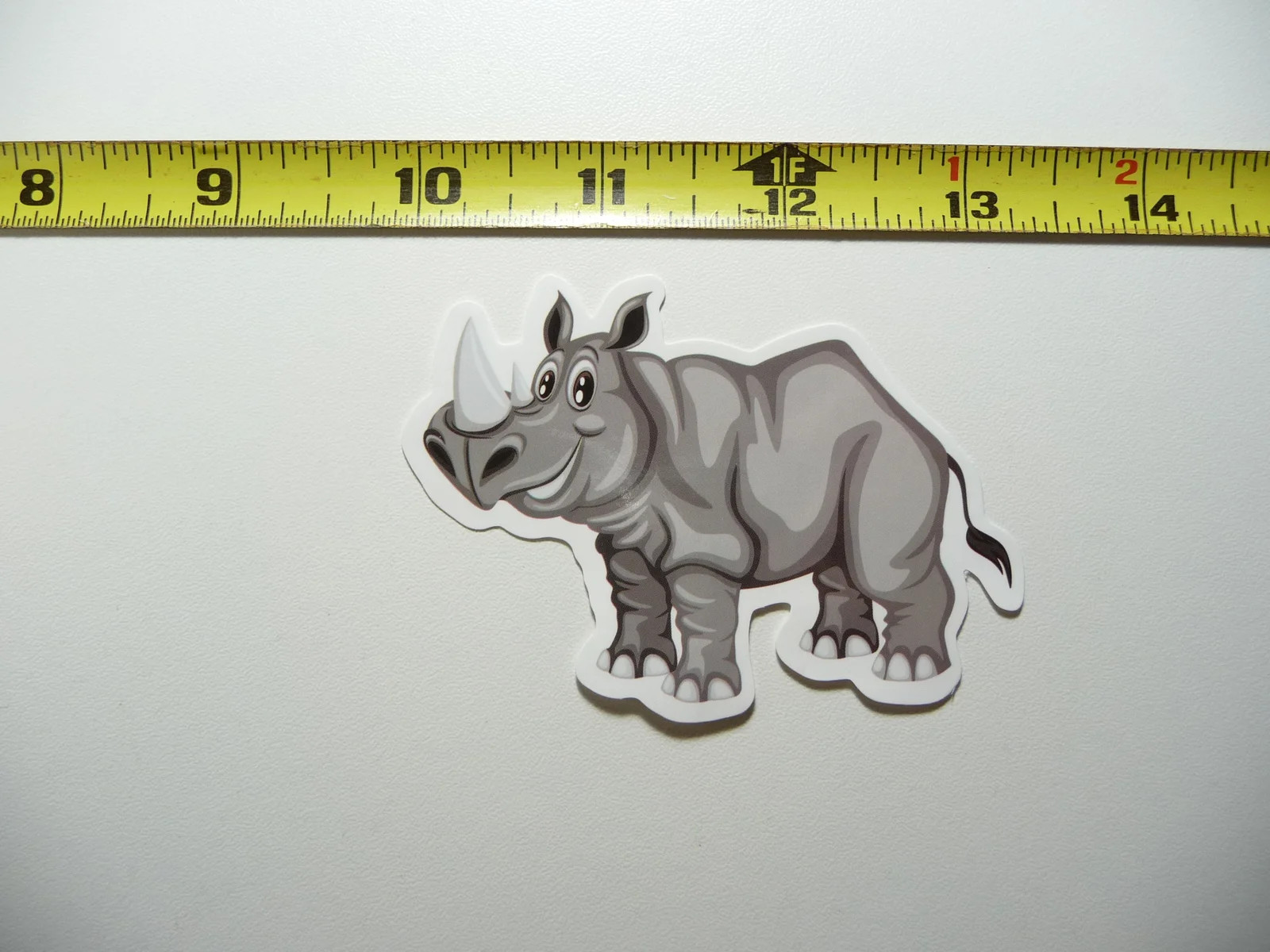 HAPPY RHINO RHINOCEROS SMALL STICKER DECAL ZOO ANIMAL WILD FUN FUNNY