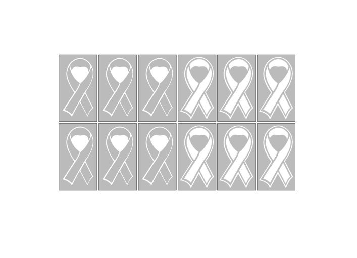 12 -1.25"x2" White Ribbon-LUNG Cancer Awareness-Vinyl Decal sticker cell laptop