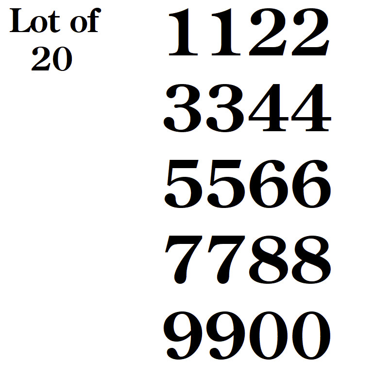 Lot of 20 – Century Classic Font, Mailbox Numbers, Cars, Door , Gold, Black Whi