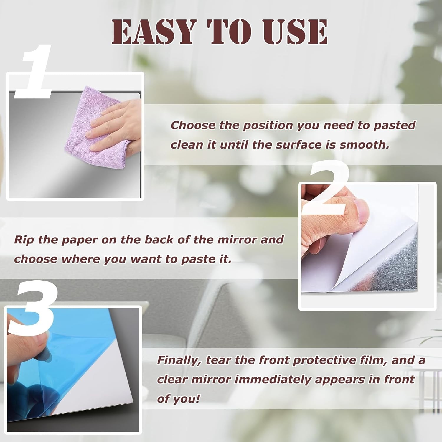 8×6 Inches Self Adhesive Acrylic Mirror Tiles 0.2mm Waterproof Flexible Mirro…