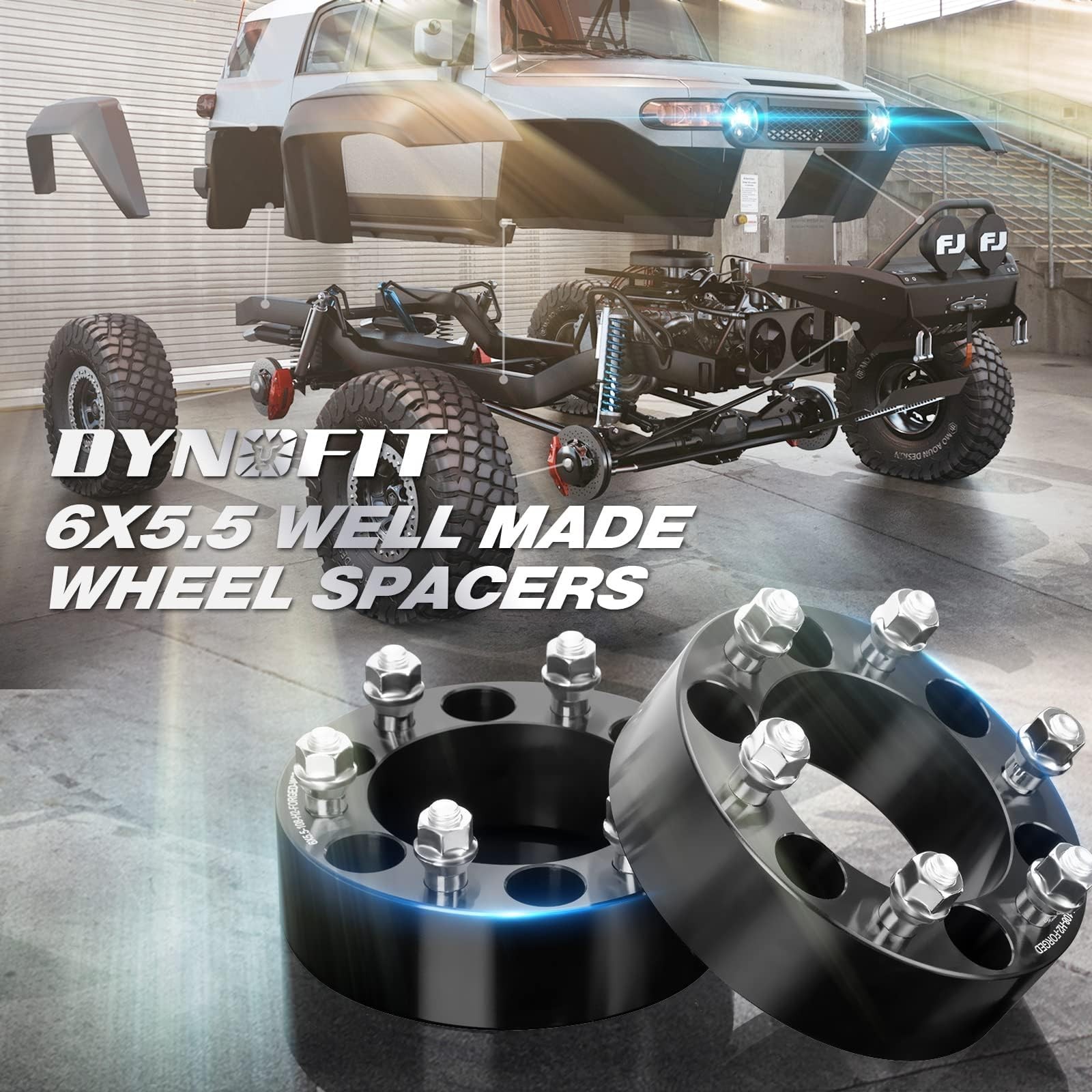 dynofit 6×5.5 Wheel Spacers 2 Inch Compatible with Toyota Tacoma, 4Runner, FJ…