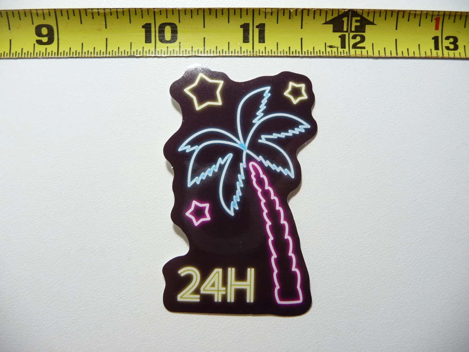 NEON SMALL STICKER DECAL PALM TREE STARS 24 HR HOURS FUNNY FUNNY