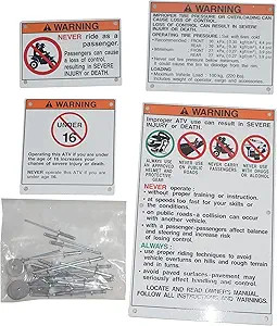 Warning Decals Compatible with ATV Models