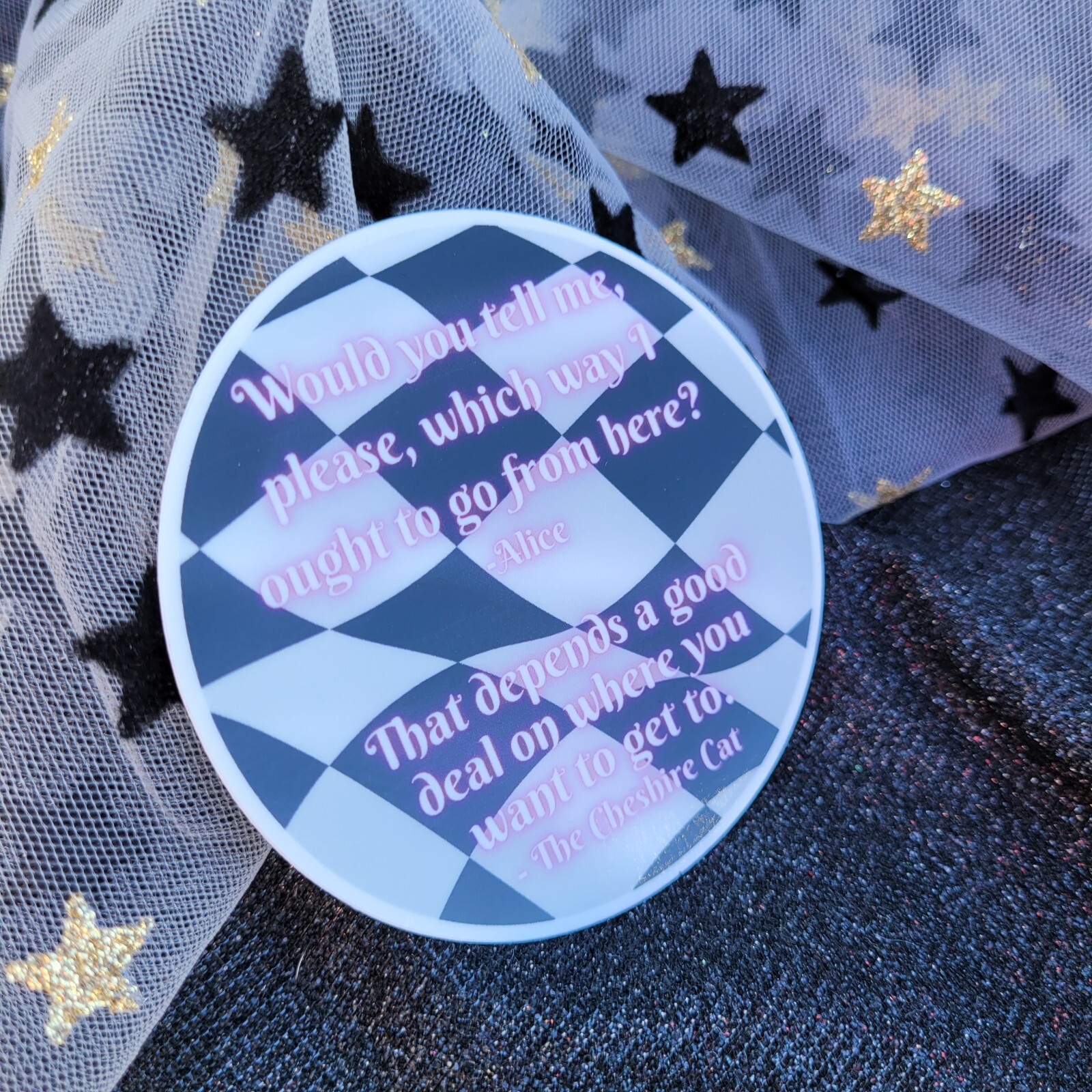 STKR026 Alice in Wonderland Vinyl Sticker -which way I ought to go – Book Quote