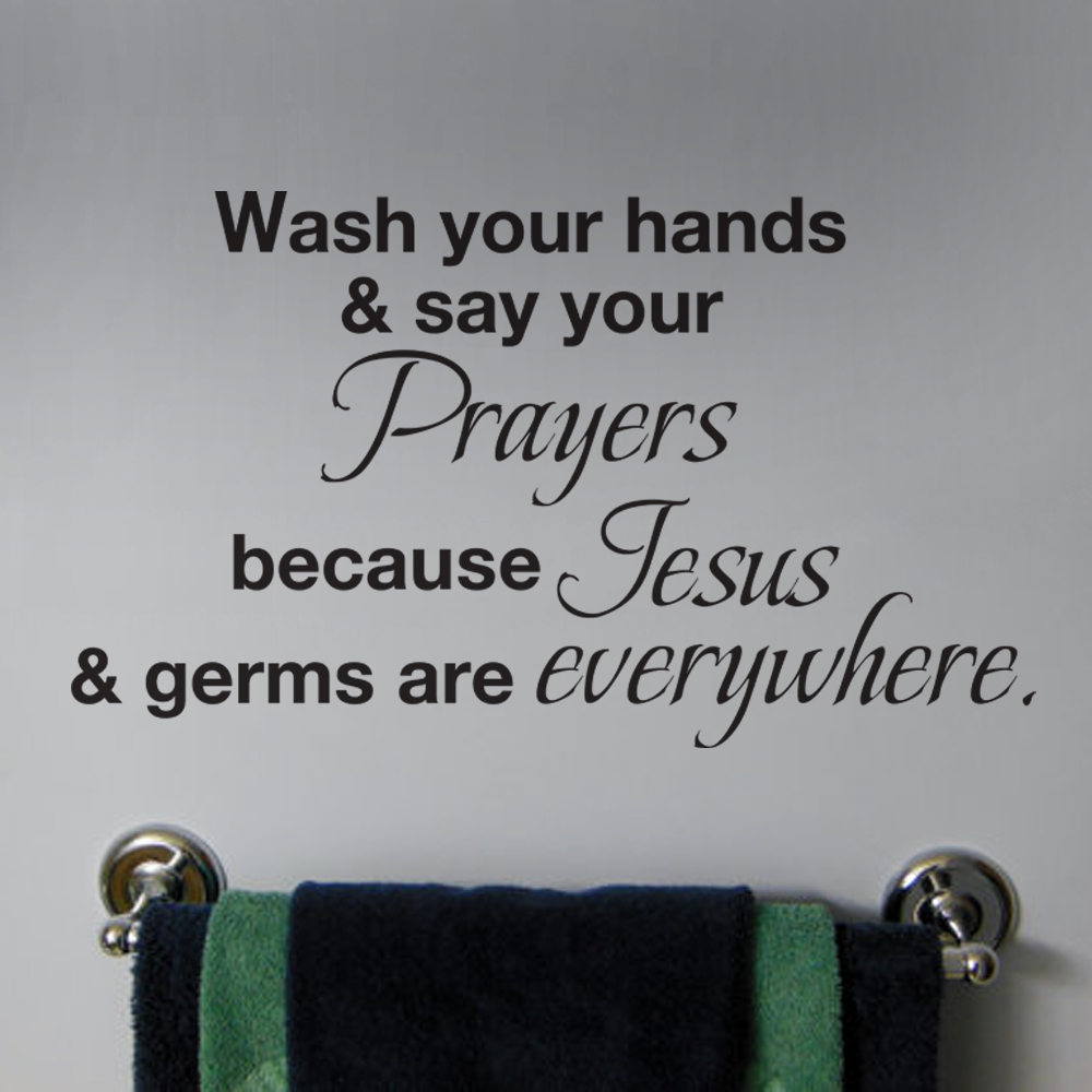 Bathroom Bible Wall Sticker Wash Your Hand Jesus Germs Removable Mural Art Decor