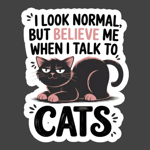 Black Cat Sticker Vinyl Decal I Look Normal Funny Cat Lover Humor Gift