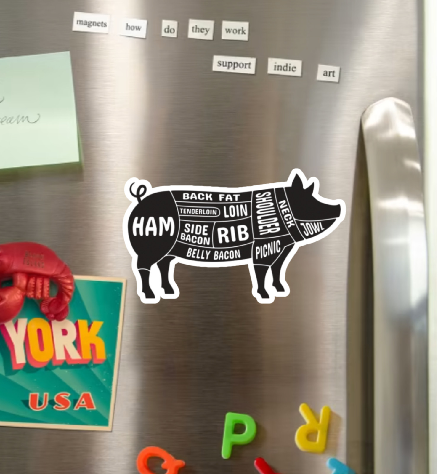 Pork Pig Parts Fridge Magnet or Laptop Sticker