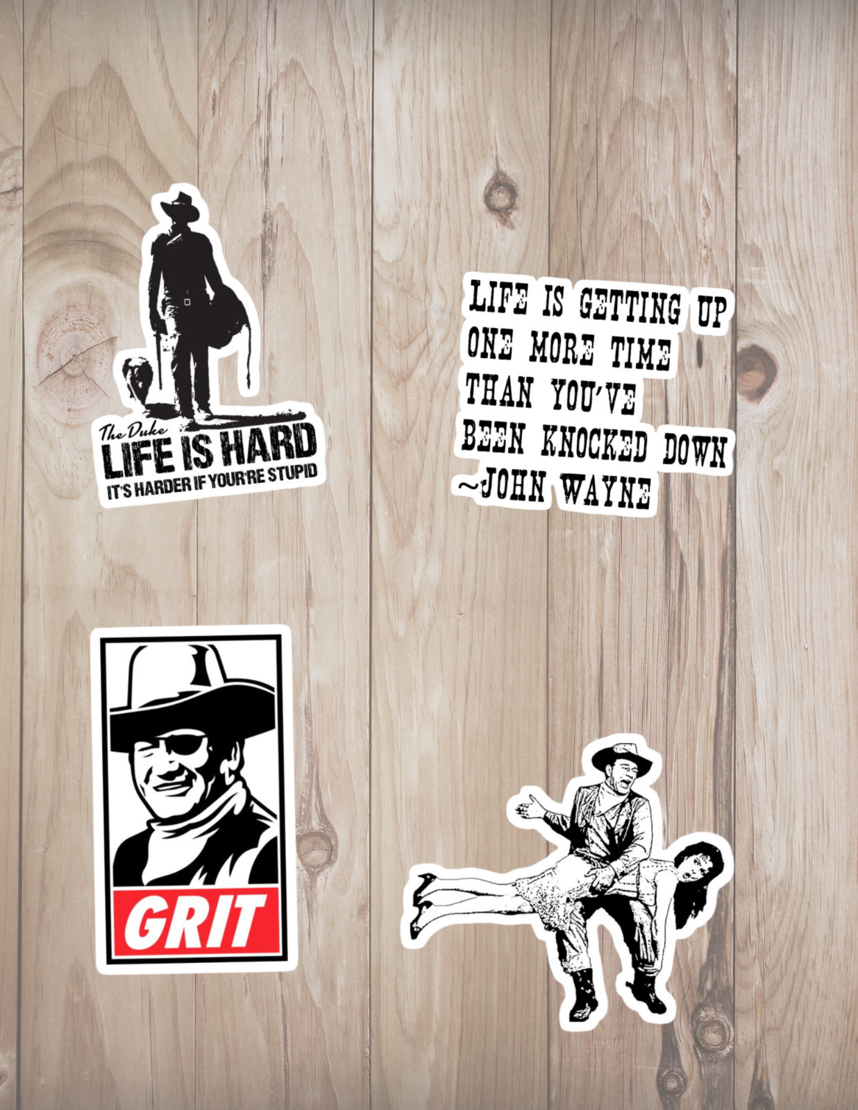 John Wayne Western 4pc Sticker Pack
