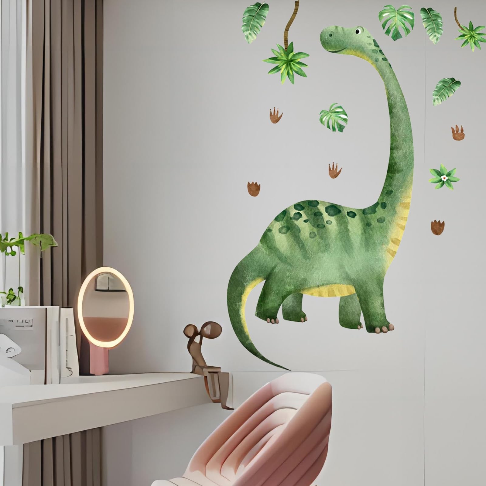 Large Dinosaur Wall Decals for Boys Bedroom Dino Footprint Neutral Wall Stick…
