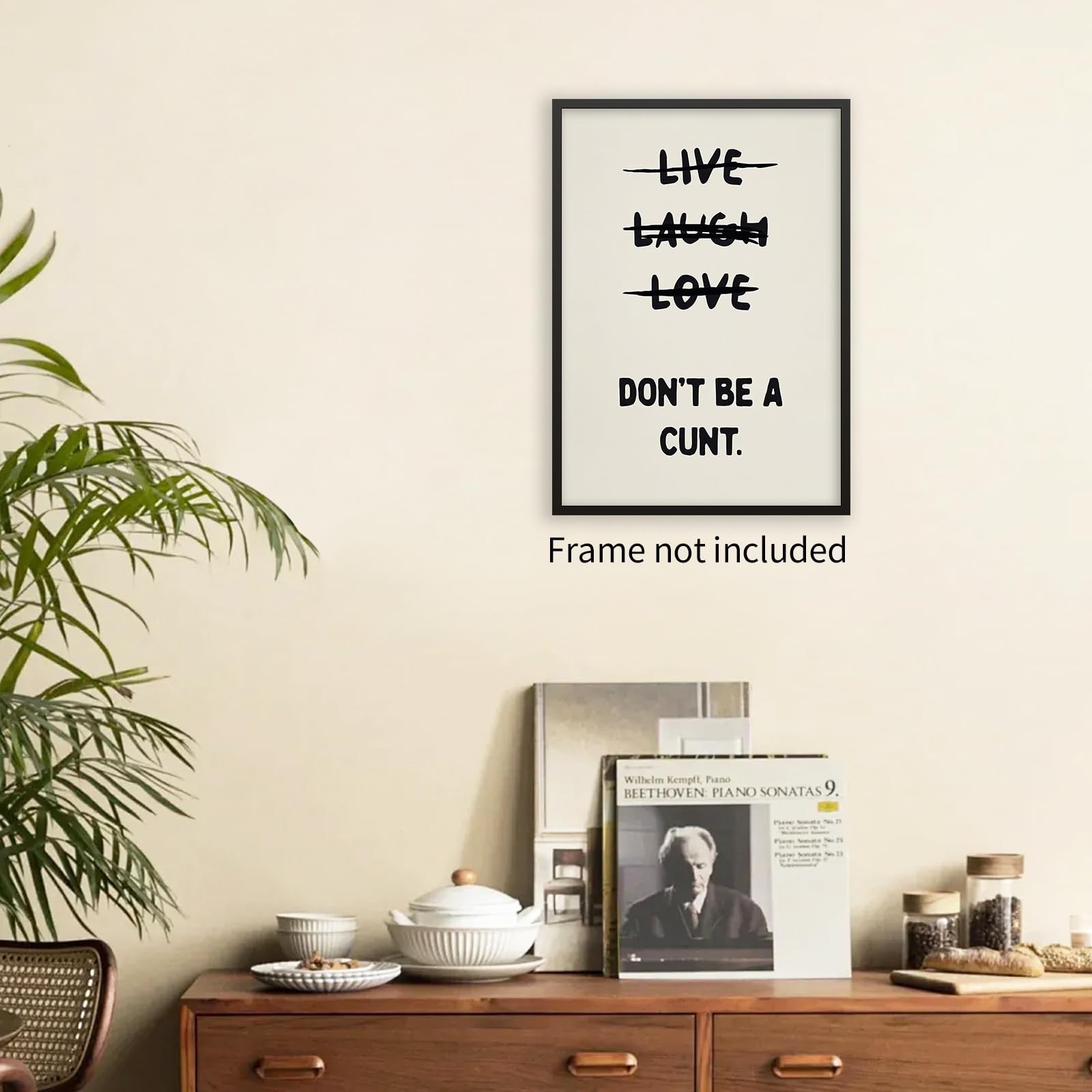 CAXIYSH Funny Quotes Wall Decor Live Love Laugh Wall Art Retro Beige Poster S…