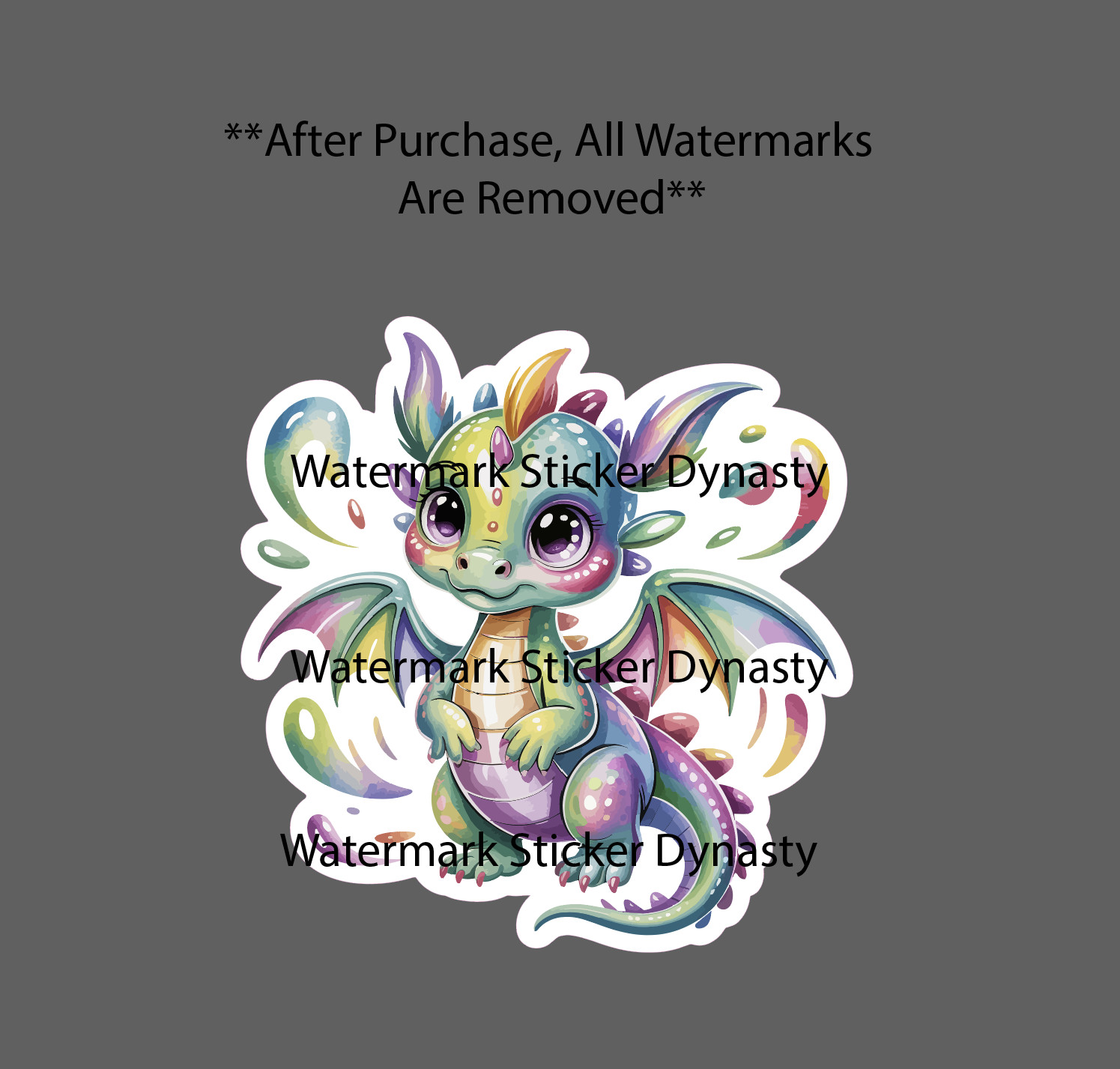 Baby Dragon Sticker Waterproof Decal Colorful Rainbow Fantasy Animal Gift NEW