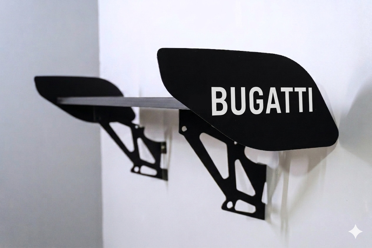 Bugatti Car Wing Shelf Car Spoiler Style Rear Wall Shelf – Automotive Home Decor
