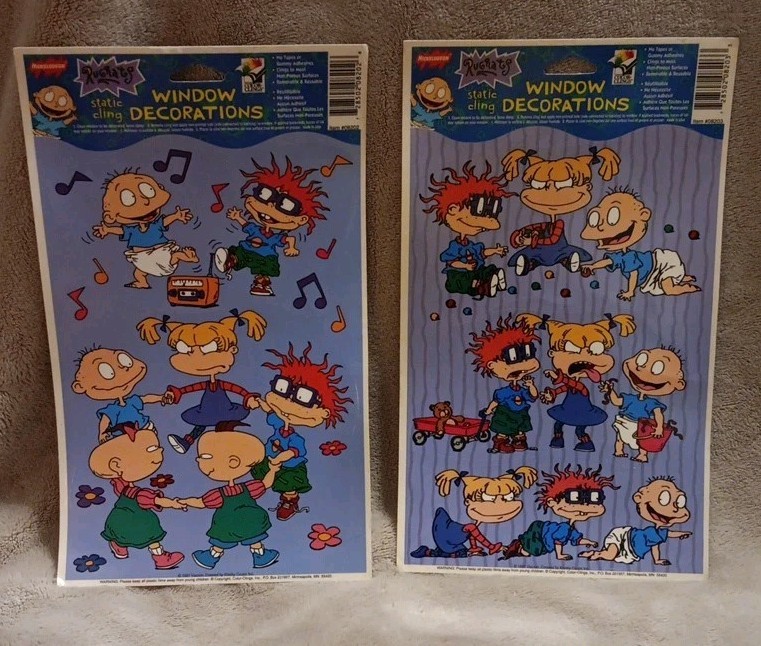 Rugrats Nickelodeon Static Cling Window Decorations Tommie, Chuckie, Angelica X2