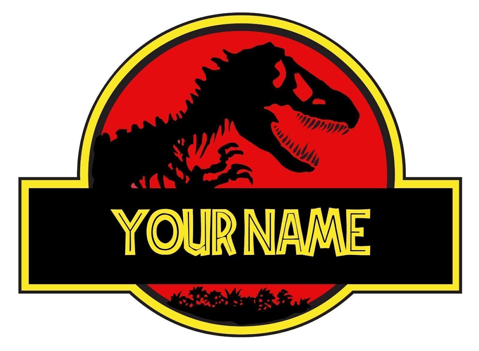 CUSTOM "YOUR NAME" Personalized Jurassic Park Color Vinyl Sticker Waterproof