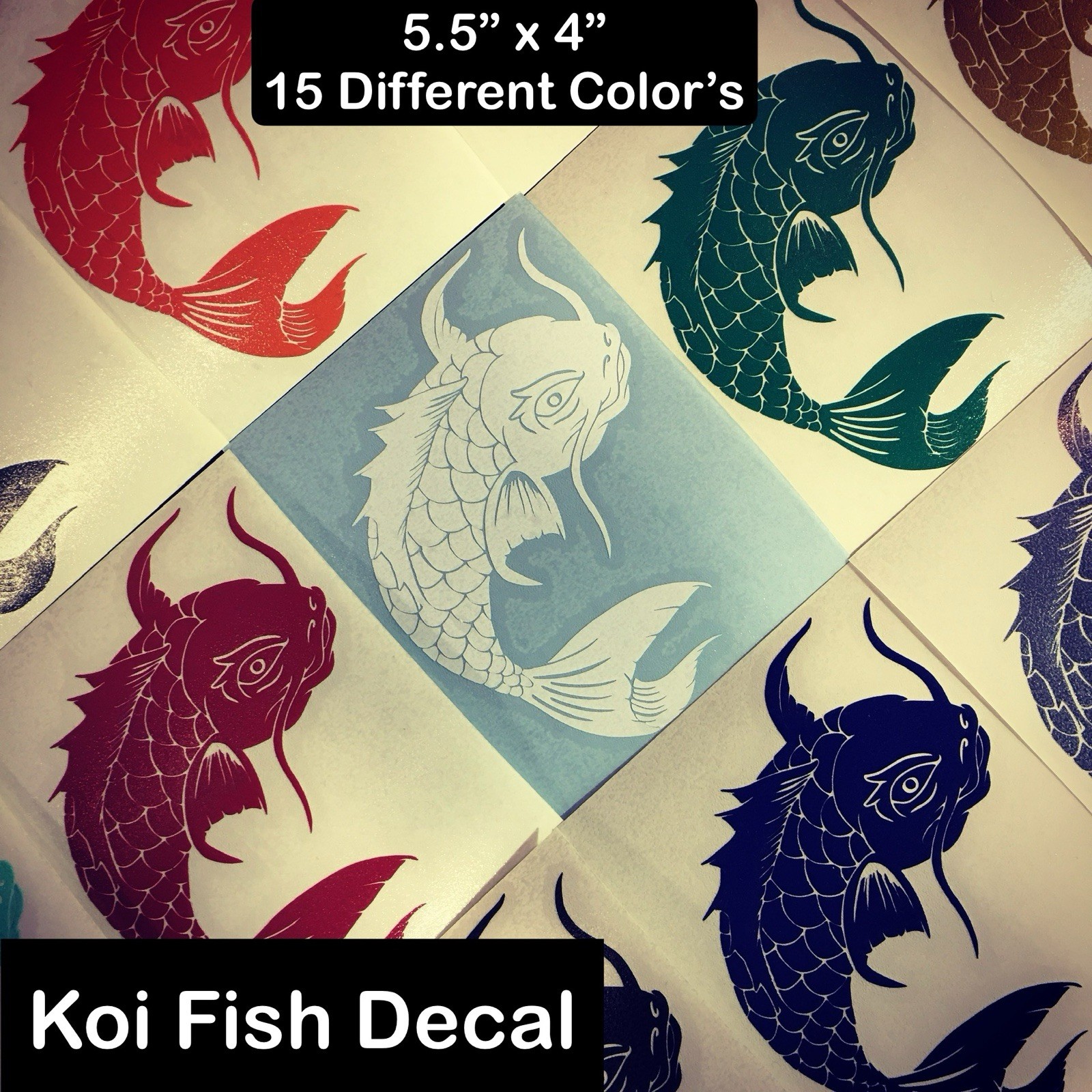 Japanese Koi Fish Decal Art Sticker 5.5” X 4” 15 Different Color’s To Chose From