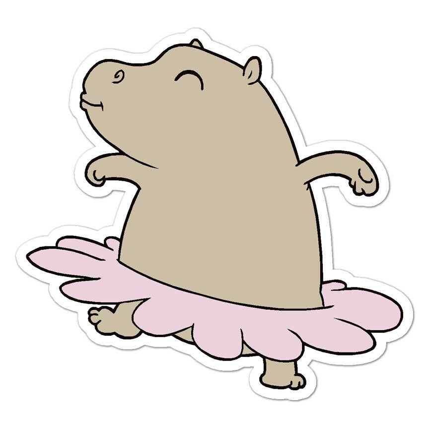Hippo Ballet Dance, Vinyl Decal Sticker, Indoor Outdoor, 3 Sizes, #7669