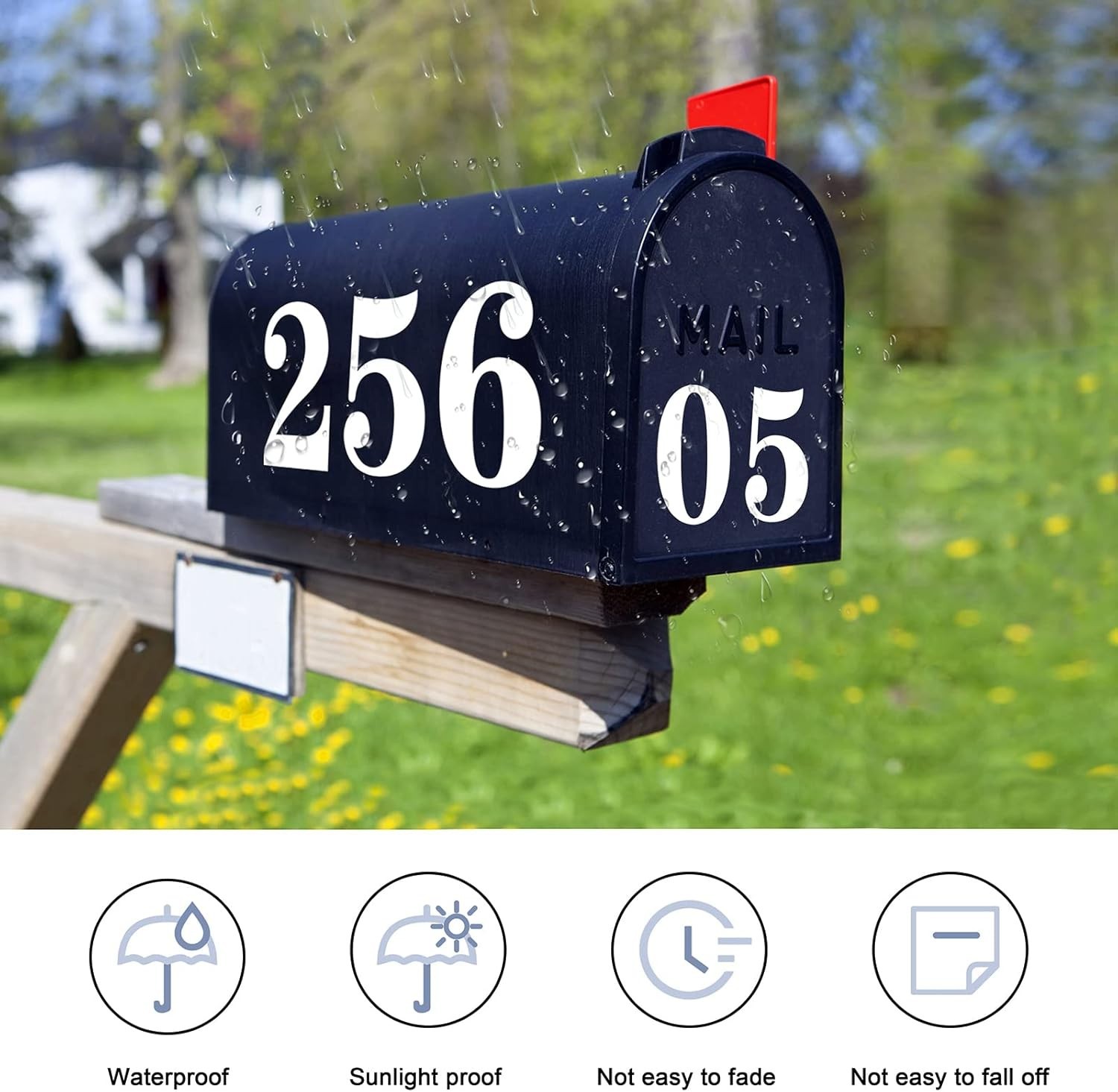 60 Pack Waterproof Vinyl Mailbox Numbers – Bright White for Easy Identification