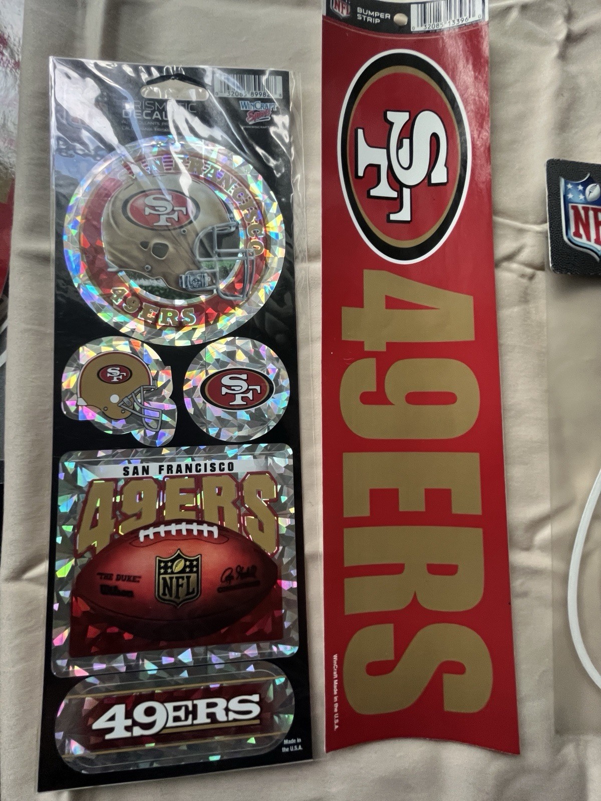 San Francisco 49ers Prismatic Decal Stickers + Bumper Sticker + 8" x 8" Decal