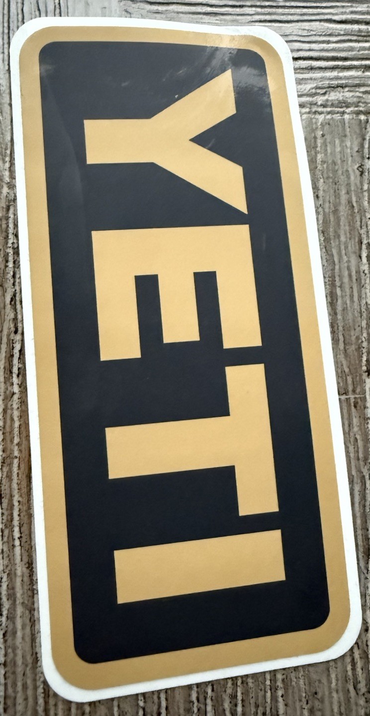 YETI AUTHENTIC STICKER – BLACK AND GOLD Decal Cooler Mug Tumbler Car WoW VISIT!!