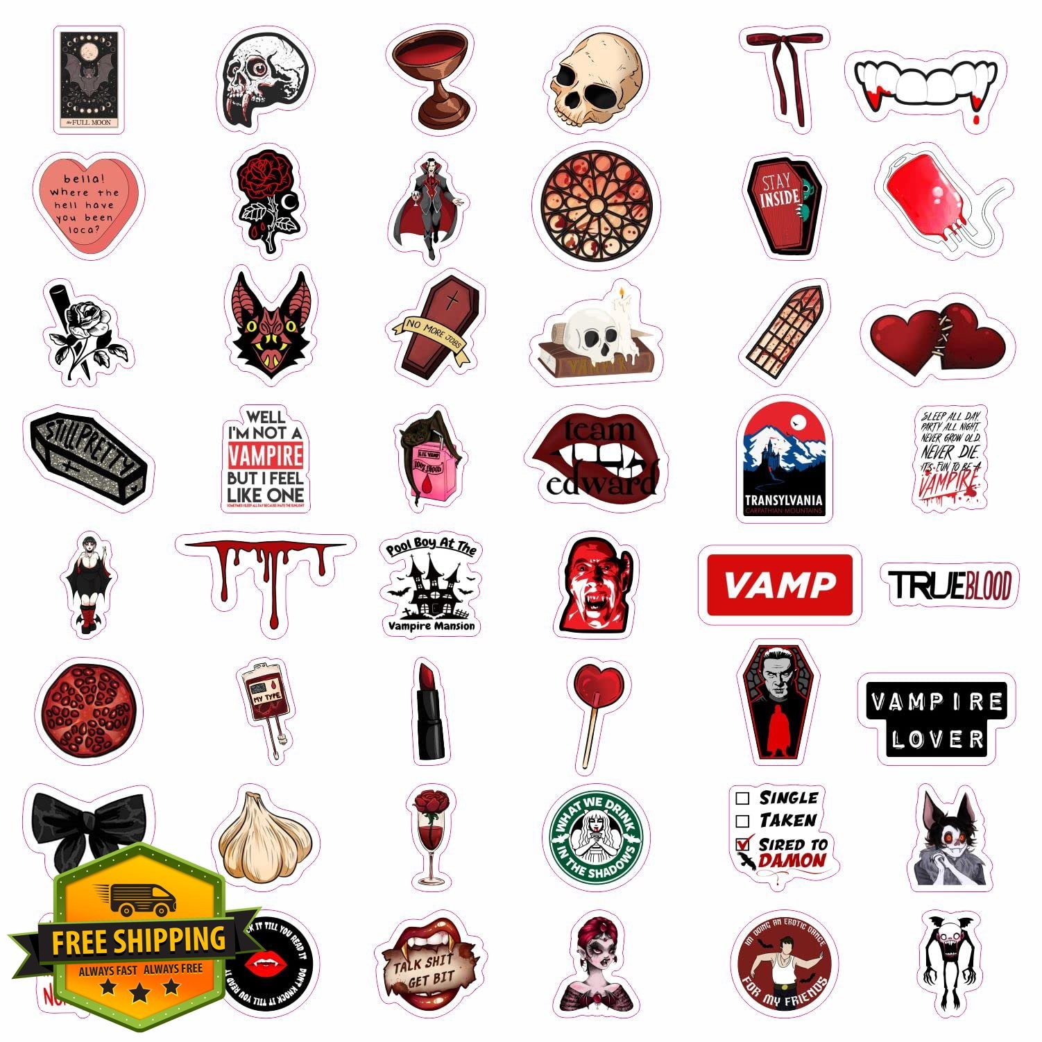 BulbaCraft 100 Pcs Vampire Stickers