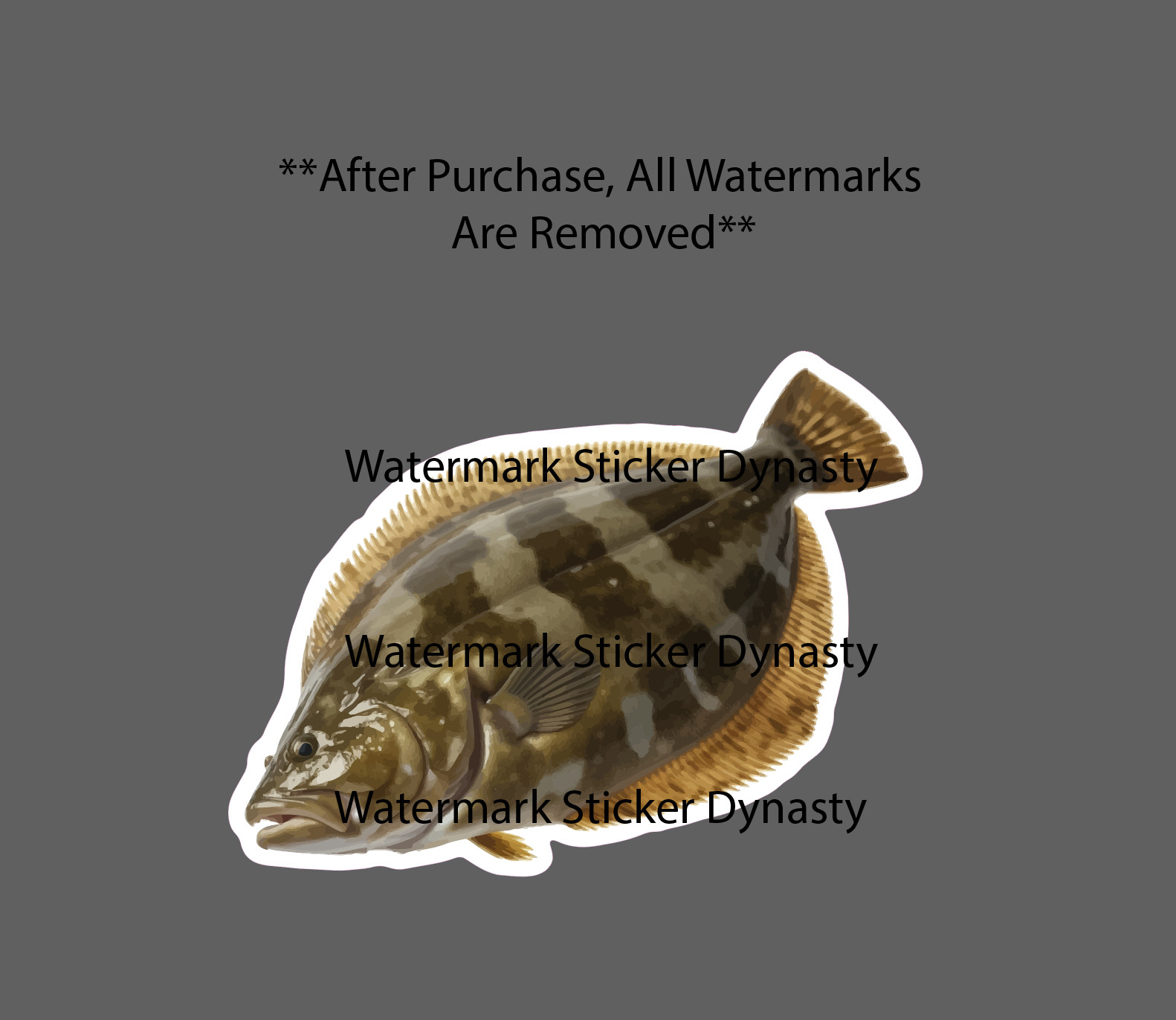 Flounder Sticker Waterproof Decal Fish Fishing Food Beach Ocean Gift NEW