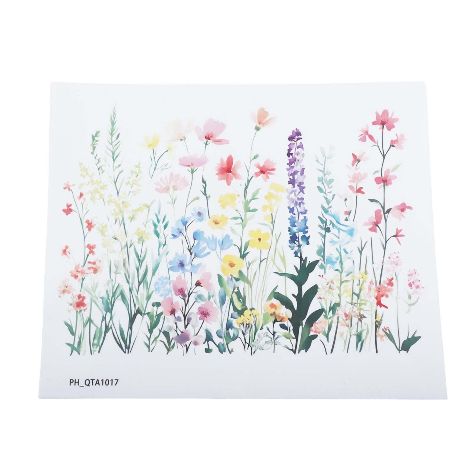 Decorative PVC Stickers for Toilet with Floral and Leaf Designs Set of 4