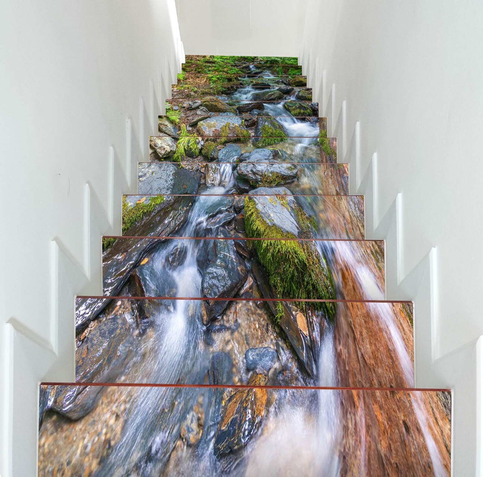 3D Flowing Stream W033 Stairs Risers Decoration Photo Mural Vinyl Wallpaper Vera