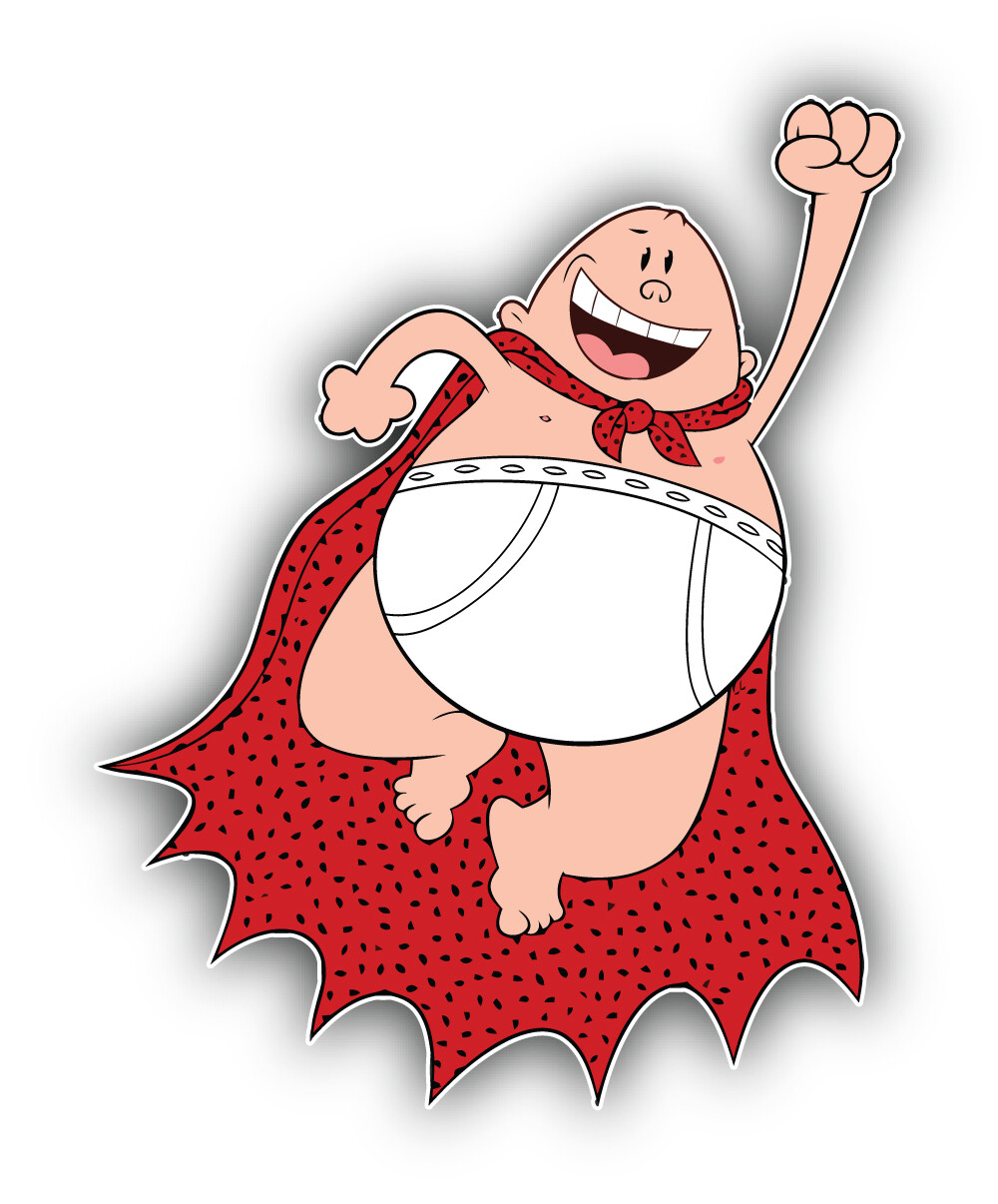 Captain Underpants Cartoon Sticker Bumper Decal – "SIZES"