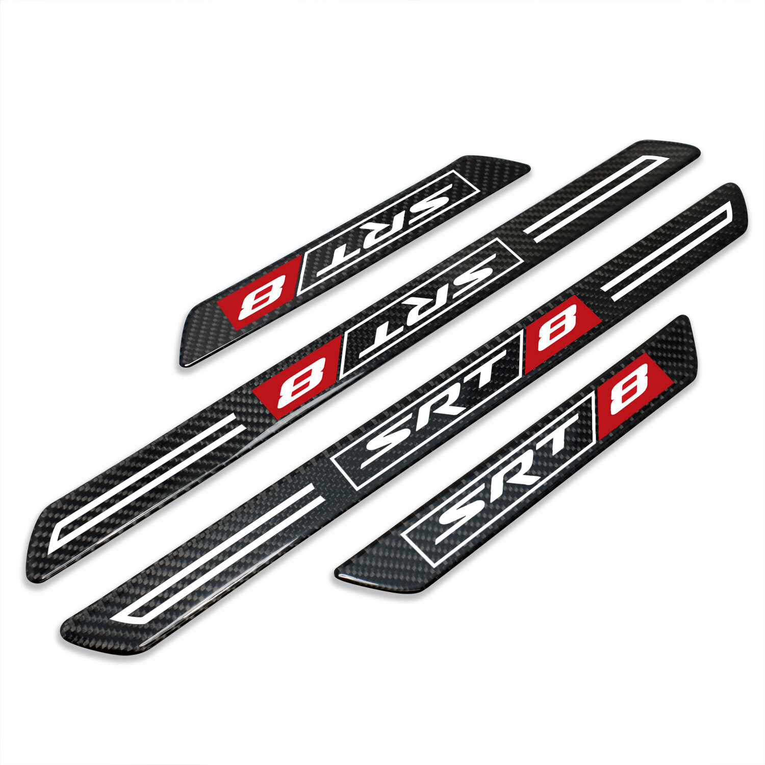 SRT-8 Logo Real Carbon Fiber 4 Pcs Door Sill Kick Plates