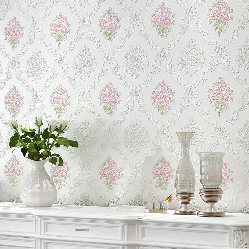 Wallpaper Embossed Textured Self-adhesive Wall Sticker Decal Floral DIY 300X53cm