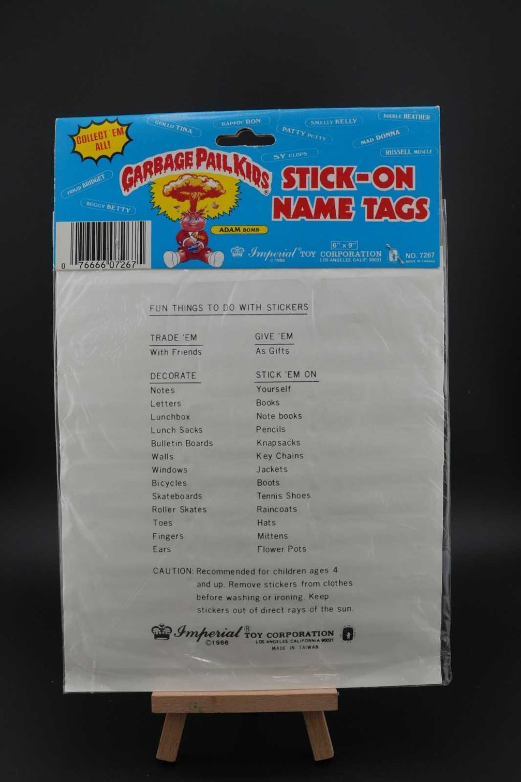 Vintage Garbage Pail Kids Stick On Name Tags Sticker Set Art GPK 1986 Set of 11