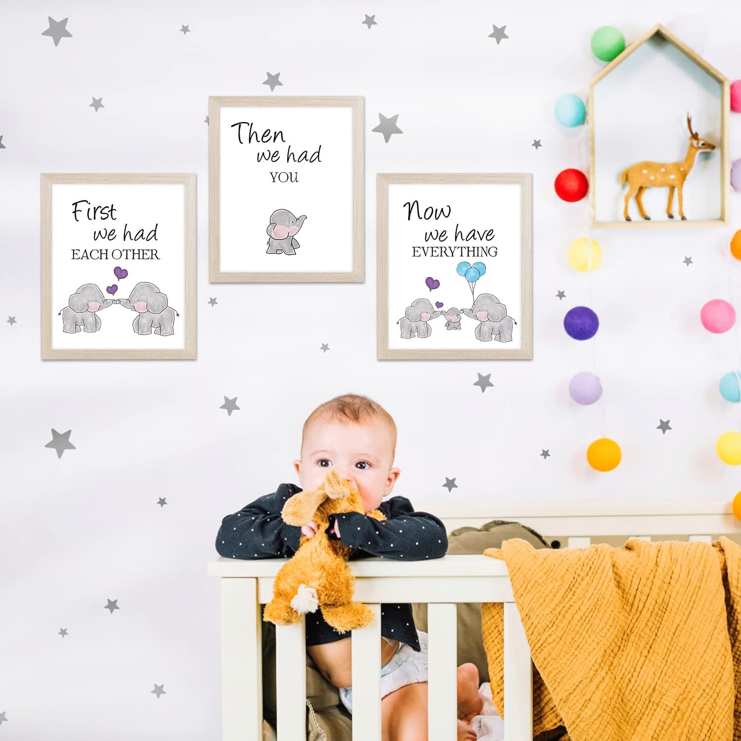 Elephant Family Framed Canvas Wall Art ,First We Had Each Other Quote Art Pri…