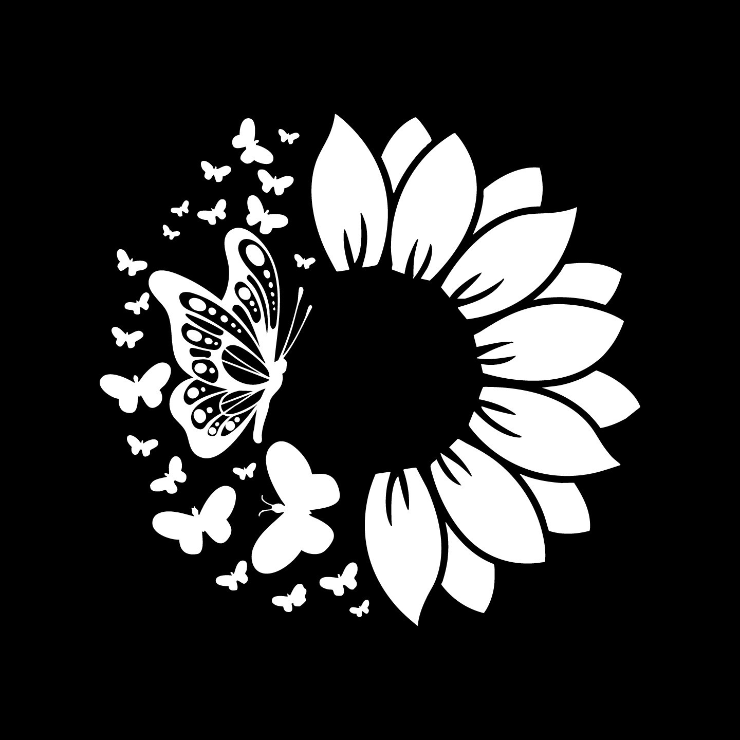 Sunflower Butterfly Decal 5×5" – Dreamer Nature Vinyl Sticker for Car or Laptop