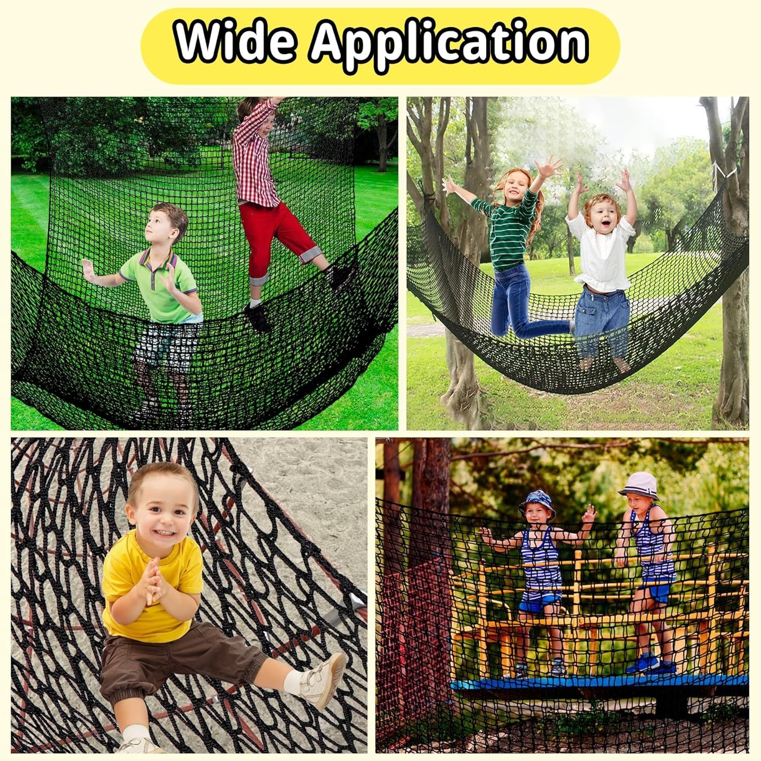 9.8' x 9.8' Climbing Cargo Net – Double Layer Playground Safety Net for Kids