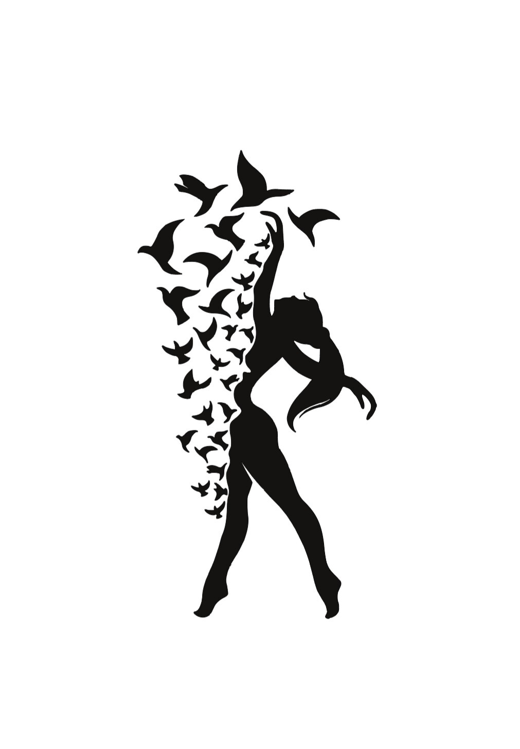 Dancer With Birds Vinyl Decal Sticker -Multiple Colors & Sizes- FREE SHIPPING