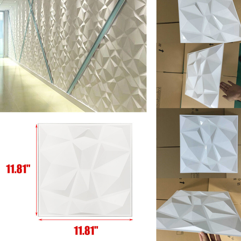 12Pcs 3D Effect Wall Decor 3D Tile Brick Wall DIY Wallpaper Home Decor 11.8"