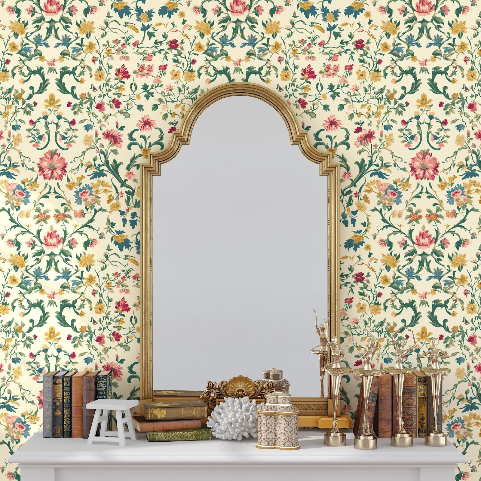 Vintage Floral Wallpaper Peel and Stick, Boho Botanical Tapestry Pattern Self…