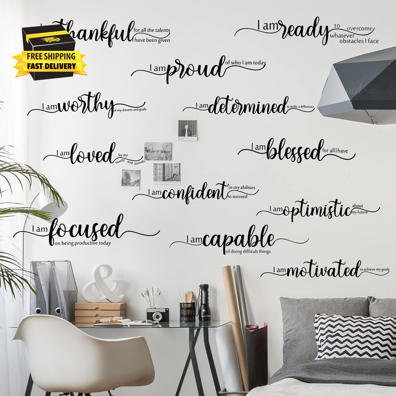 2 Sheets Inspirational Wall Decals Motivational Wall Stickers Black Art Decor Po