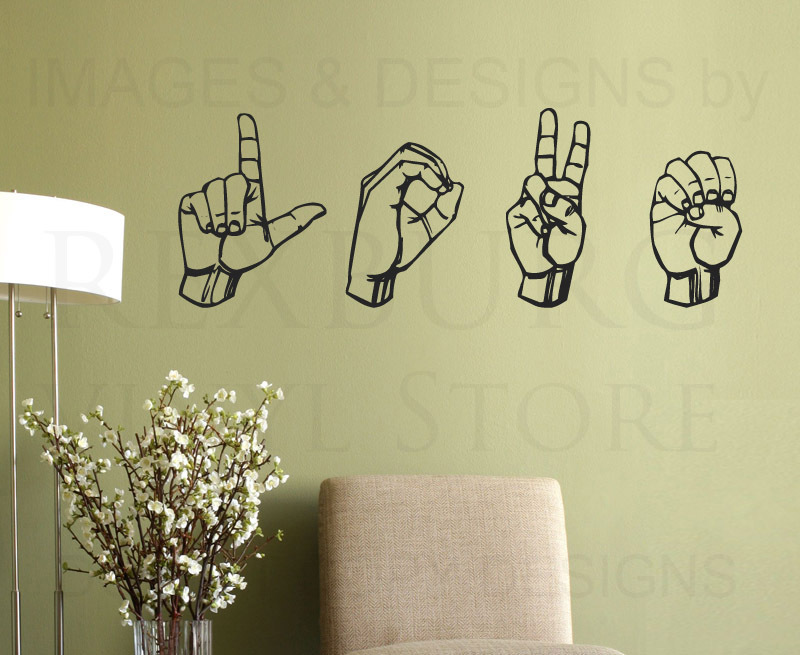 Love Sign Language ASL Large Wall Decal Vinyl Sticker Art Decor Decoration G24