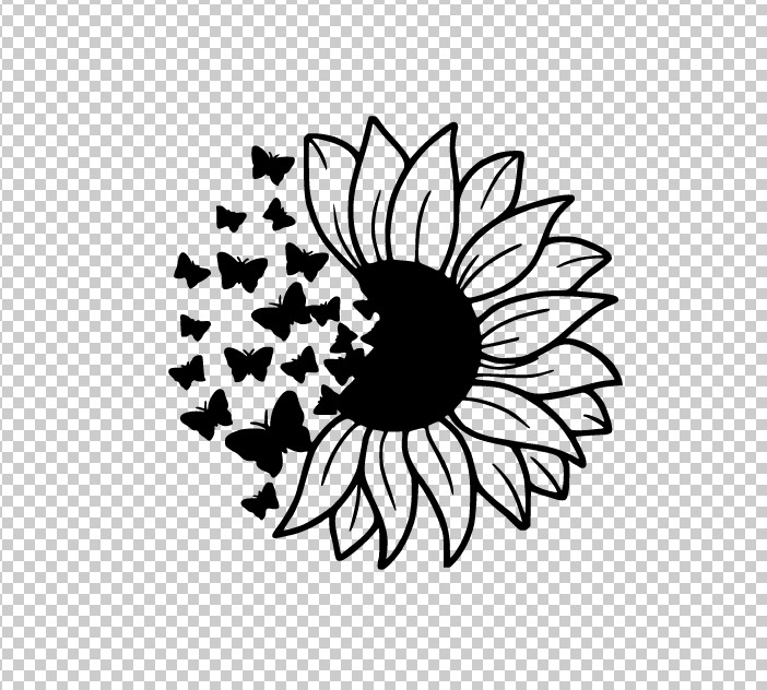 Sunflower & Butterflies Vinyl Decal Sticker -Multiple Colors & Sizes- SHIPS FREE