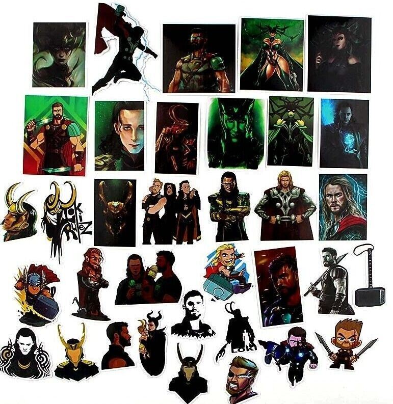 THOR & LOKI Stickers ~AVENGERS~ Vinyl Waterproof Laptop Skateboard Guitar Decals
