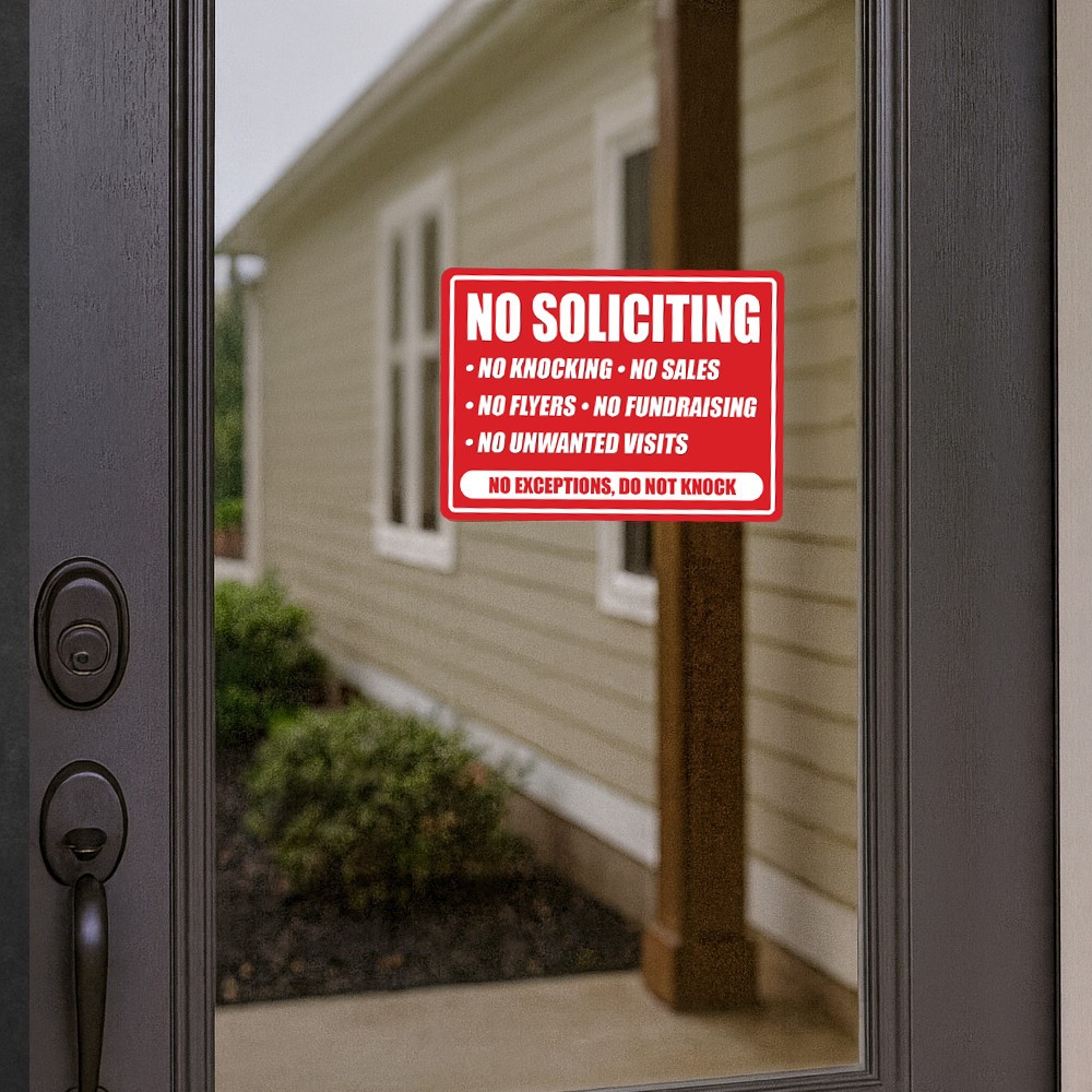 No Soliciting Door Window Sign 7×5 Vinyl Sticker Decal Business Do Not Knock